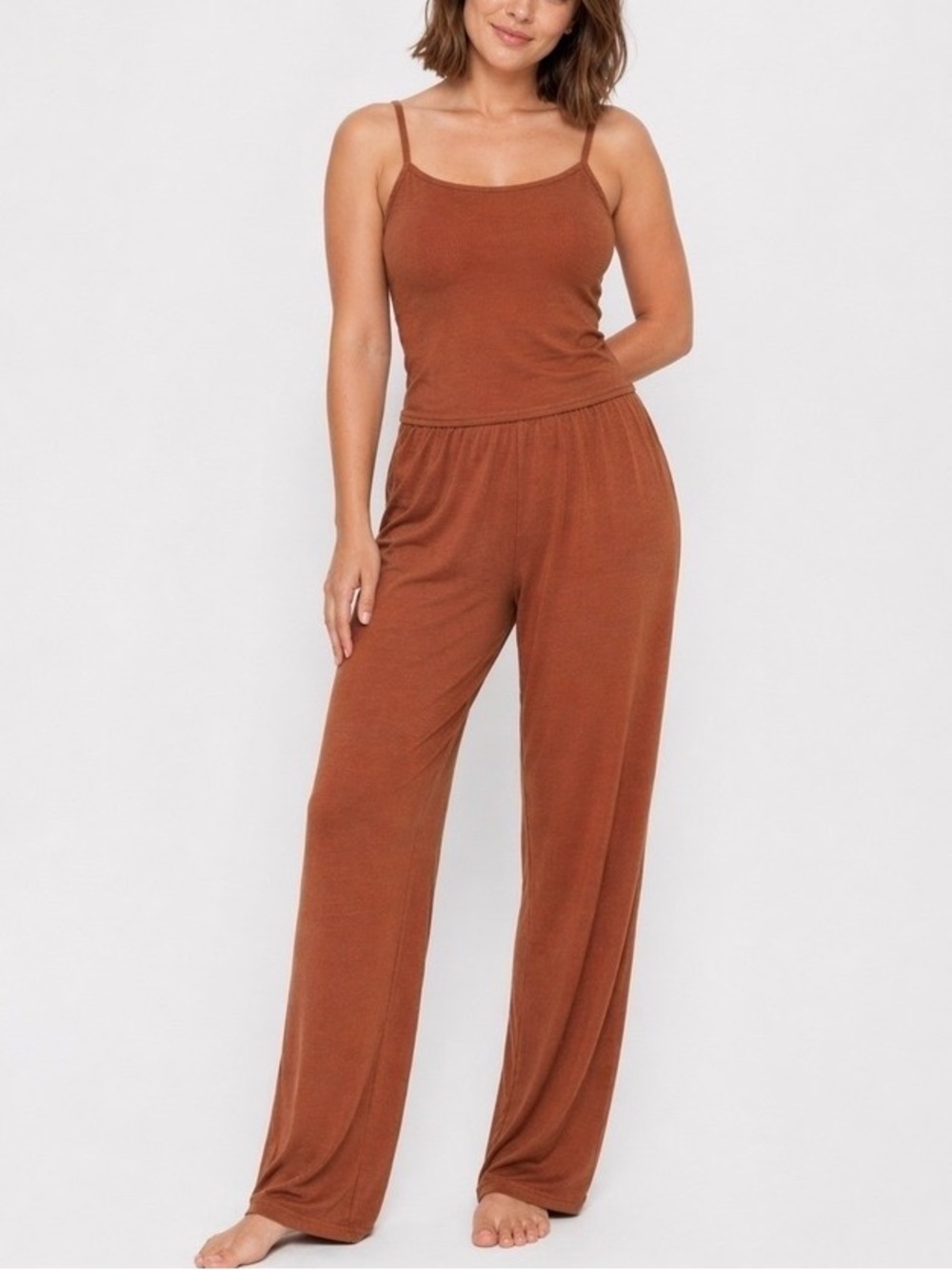 Skims Wide Leg Lounge Pant in Chai Terracotta size Medium